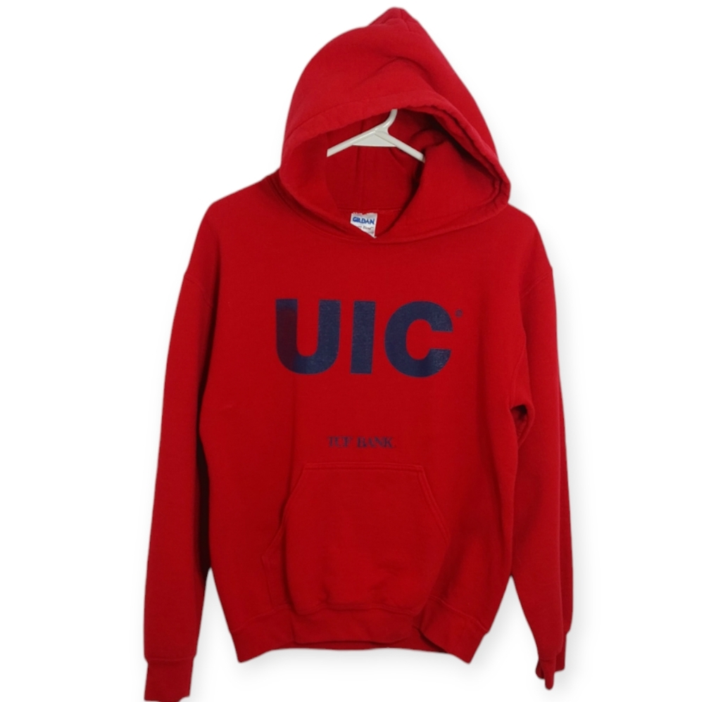 UIC Hoodie Size Small TCF Bank Red Sweatshirt University of Illinois Chicago